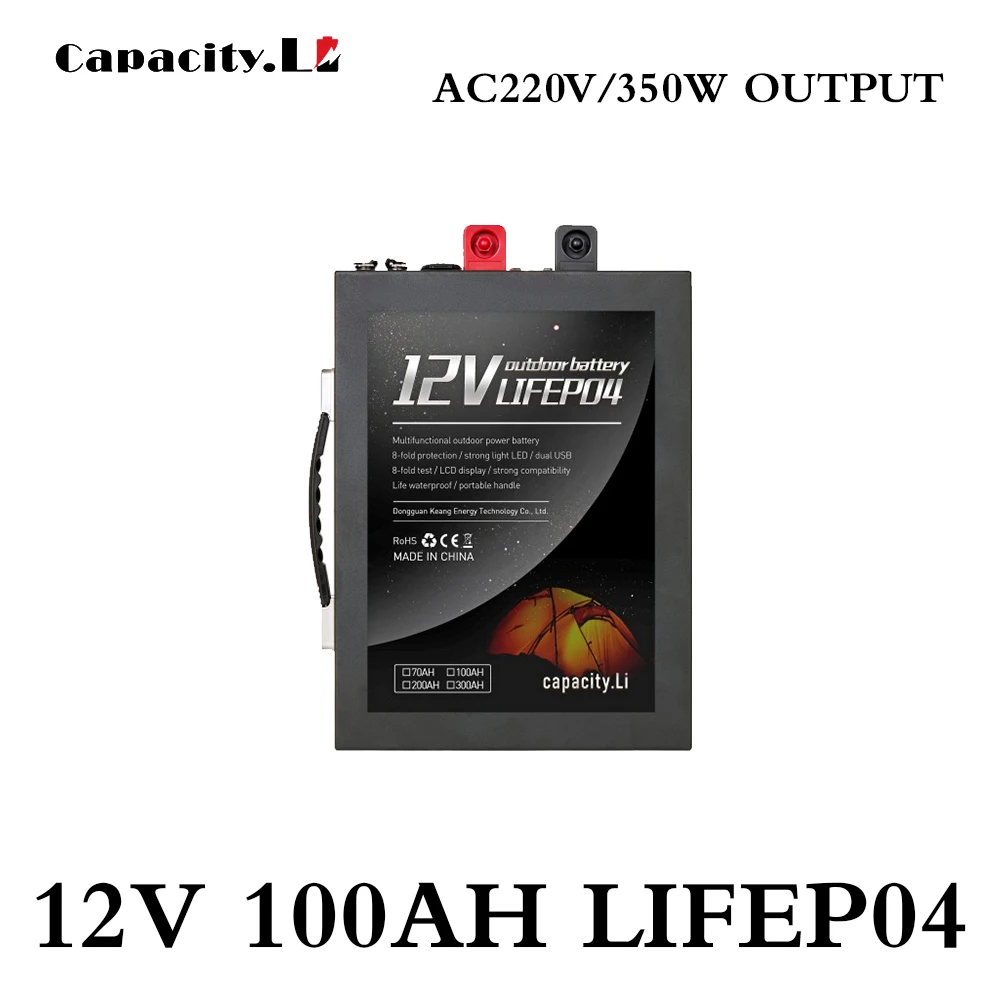 Аккумуляторная батарея lifepo4 100ah 12 В литиевая с BMS и AC220V 300 Вт используется для