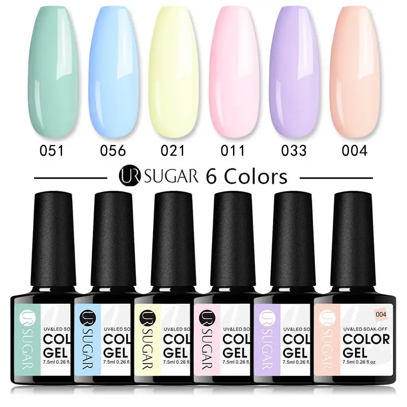 

UR SUGAR Glitter Gel Nails Polish Set 6/8 Pcs Long Lasting Nude Pink Manicure Set Soak Off Gel Polish