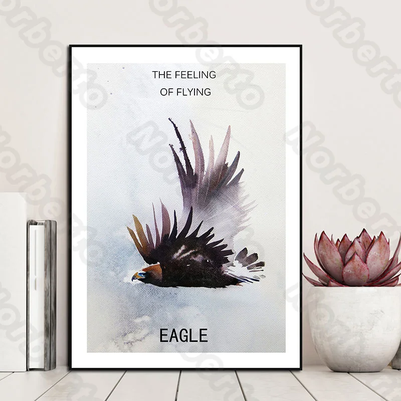 

Nordic Canvas Painting Wall Eagle Watercolor Art Picture Painting Poster for Living Room Bedroom Restaurant Wall Decoration