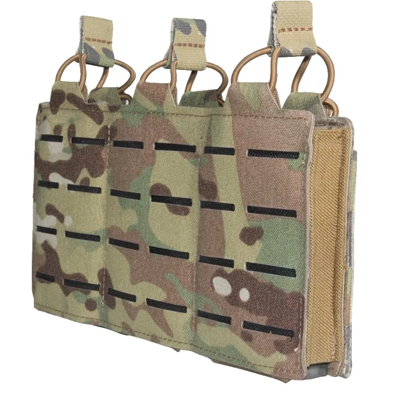 

DRAGON EDGE Airsoft Multicam Camoflauge Triple Military Mag Pouches Laser Cut Fit 556 Magazine Army Hunting Armory Tactical Bag