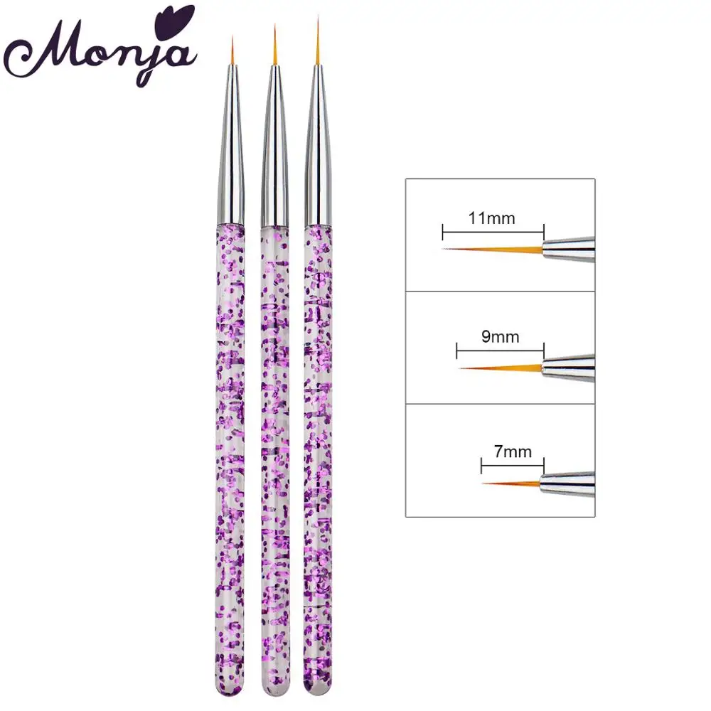 Набор для маникюра Monja 3 шт. ручка нейл арта кисть французского лайнера акриловая