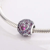 fashion 925 sterling silver color mixed heart shaped zircon round pendant charm bracelet jewelry diy making for pandora