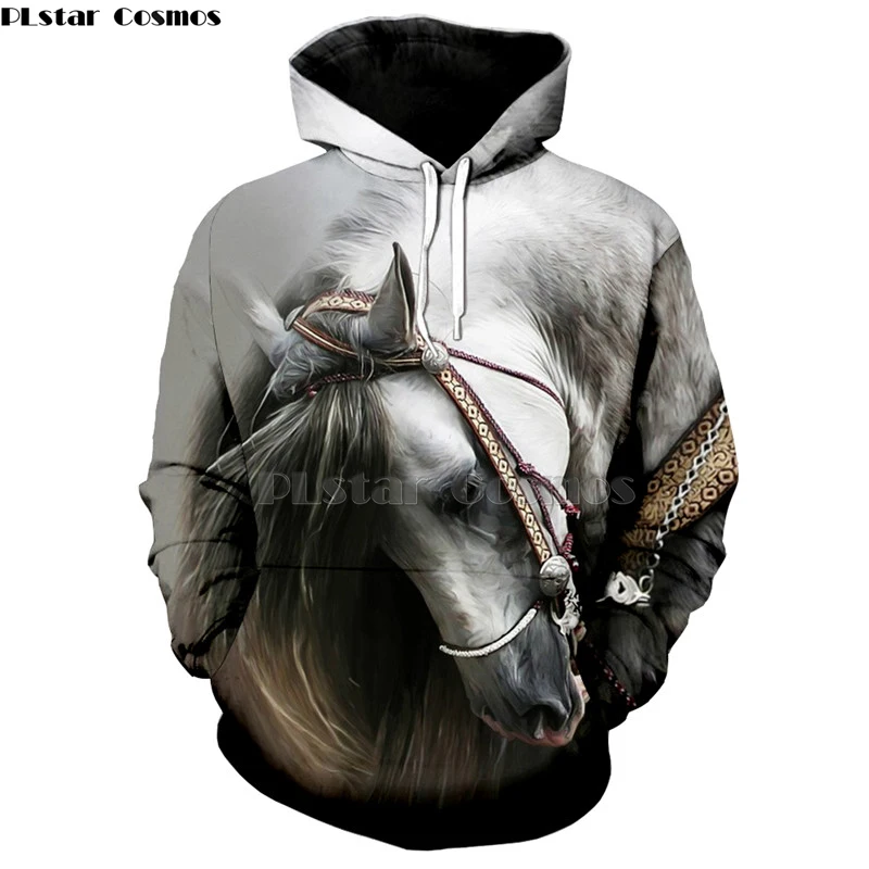 

New Fashion Sweatshirt women/men 3d Hoodies Print white horse animal pattern Slim Unisex Stylish Hooded Hoodies unicorn shirt