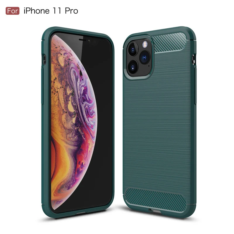 Силиконовый чехол для Iphone 11 2019 Чехол Мягкий бампер из углеродного волокна