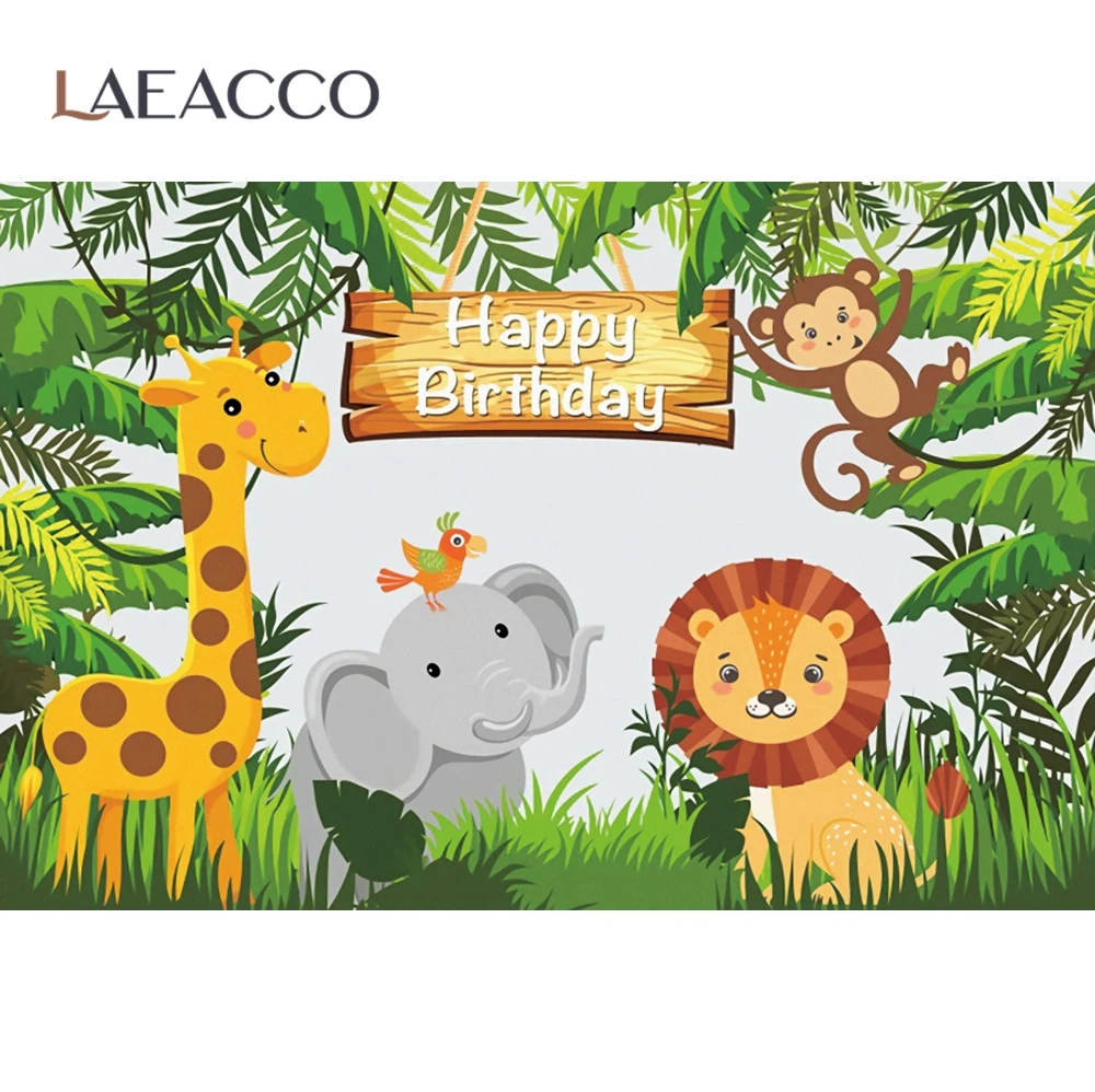 Laeacco фоны для фотосъемки детей мультфильм джунгли сафари День Рождения Вечеринка