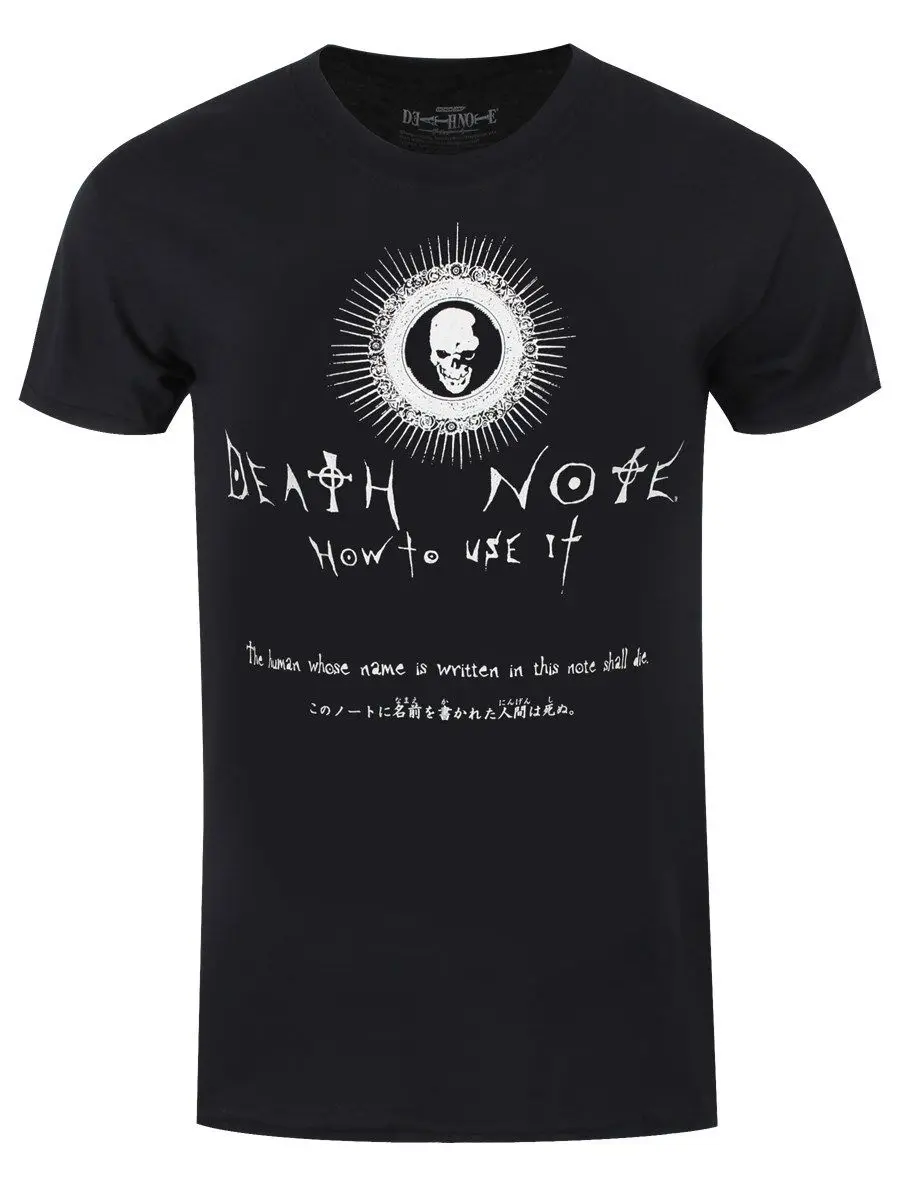 Death Note как Применение его Мужская черная футболка для мужчин отличное качество