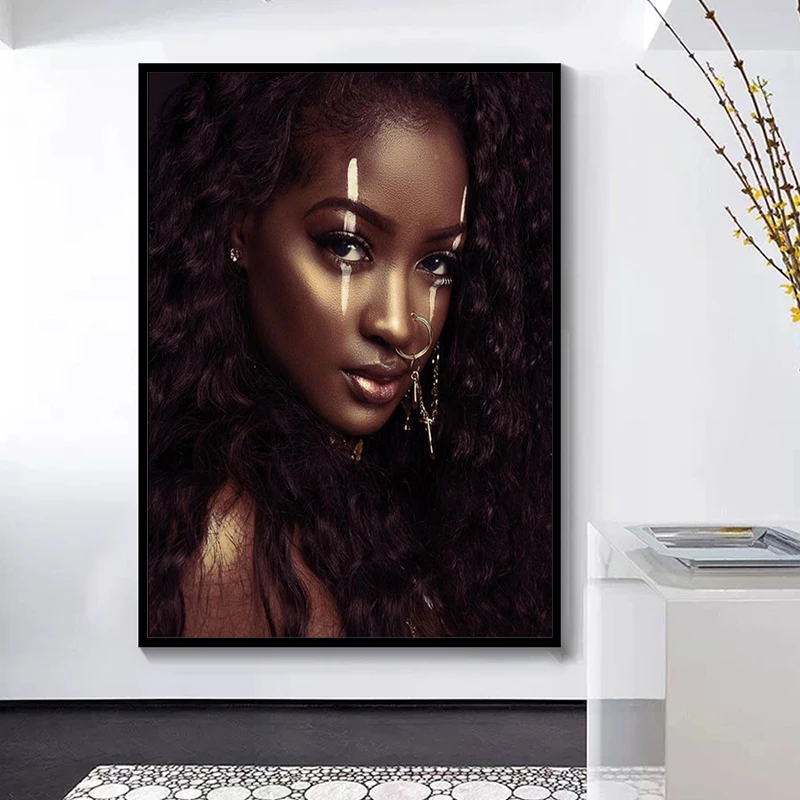 Черно-белая африканская живопись маслом обнаженной женщины на холсте плакаты и