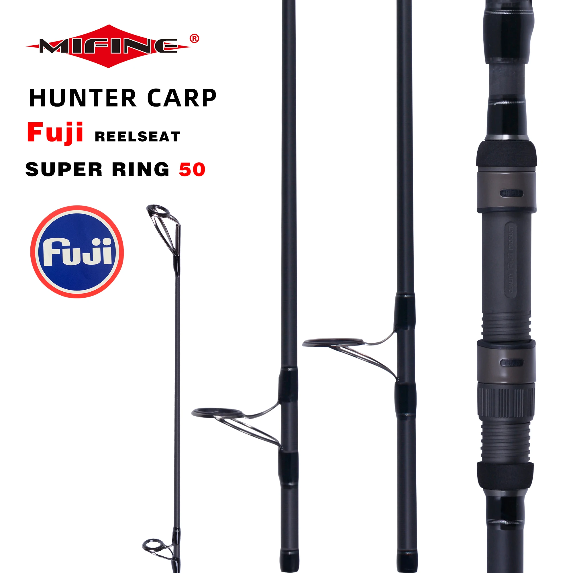 BUDEFO HUNTER CARP Fishing Rod 3.96m FUJI REELSEAT 50mm Guide High Carbon Surf Spinning Casting Hard Throwing Shot to About 180M