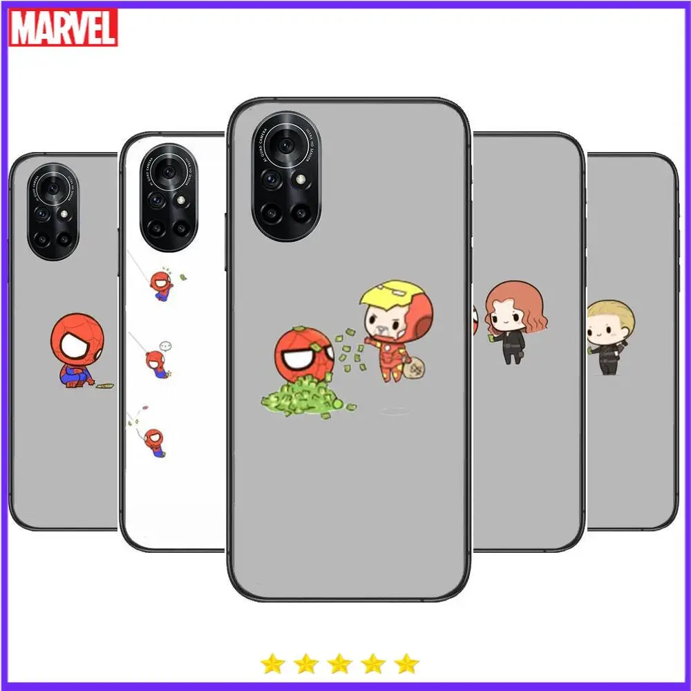 

Cute spiderman Marvel Clear Phone Case For Huawei Honor 20 10 9 8A 7 5T X Pro Lite 5G Black Etui Coque Hoesjes Comic Fash desi