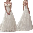 Классические свадебные платья невесты, кружевные милые элегантные платья длиной до пола с аппликацией, сексуальные свадебные платья с вышивкой