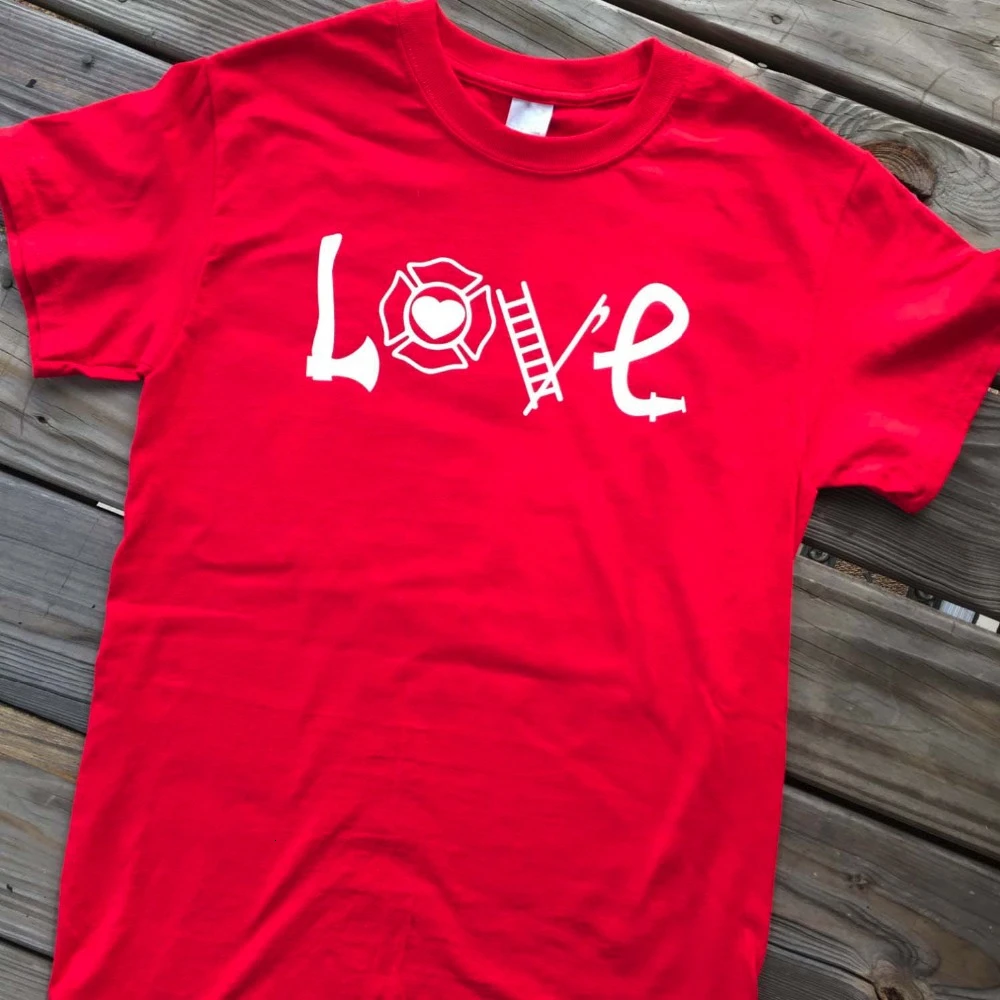 Фото Женская тонкая футболка LOVE Fire Wife Повседневная хлопковая Футболка с рисунком
