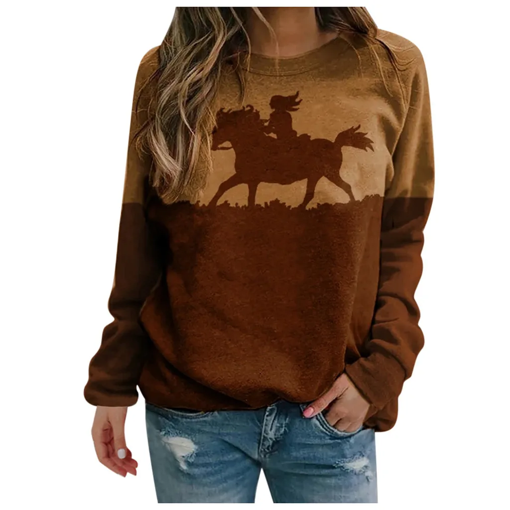 Толстовки для женщин с принтом лошади женские толстовки хлопковые повседневные