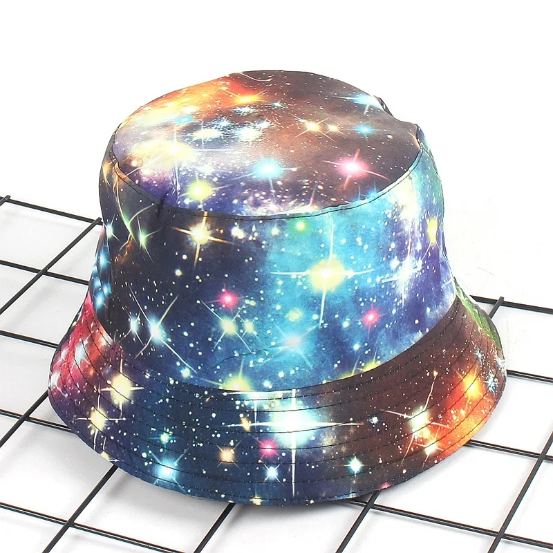 

Панама с принтом Tie dye для мужчин и женщин, модная Солнцезащитная шапка со звездным небом и граффити, лето