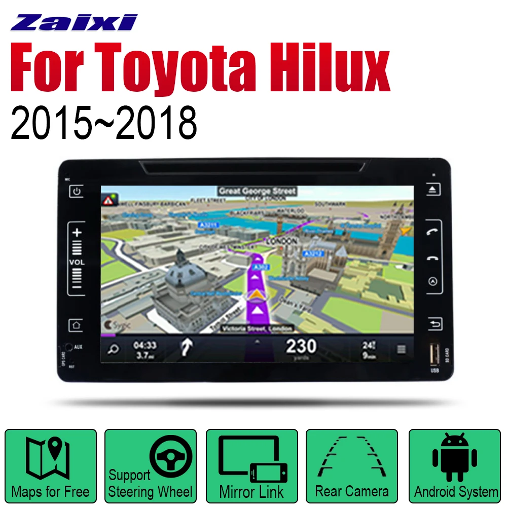 Автомобильный радиоприемник ZaiXi Android стерео GPS навигация для Toyota Hilux 2015 ~ 2018 Bluetooth Wi