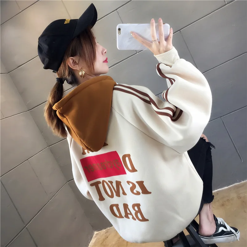 Женская флисовая толстовка с длинным рукавом в полоску|Женские толстовки и