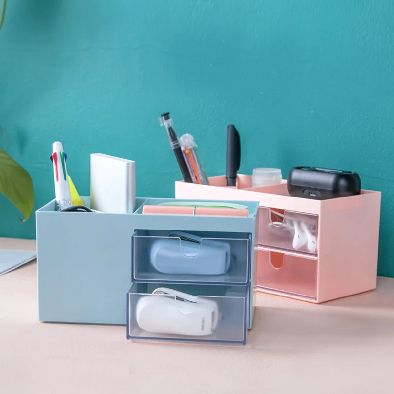 

Nordic Style Multifunctional Plastic Pen Holder Desk Organizer Cosmetic Storage Box Desktop Drawer Storage Organizer Sundries