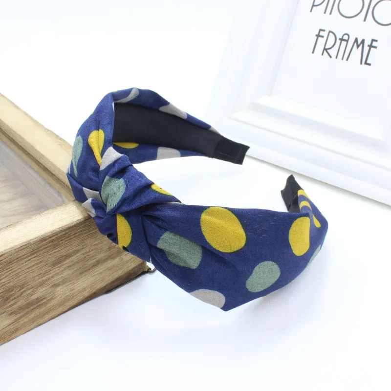 Повязка на голову женская в горошек тюрбан с узлом элегантный аксессуар