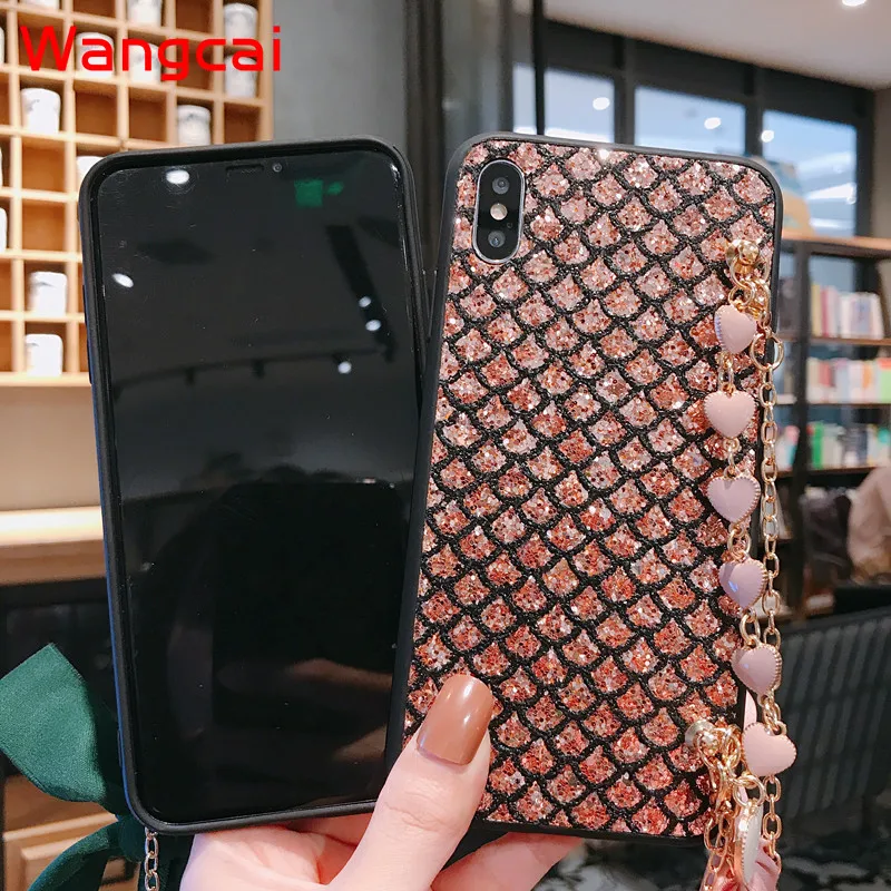 Блестящий чехол для Huawei Mate 30 20 P30 P20 Pro Nova 5 5i 4 3 задняя крышка + ремешок Y9 Prime Y7 Y6 Y5 2019