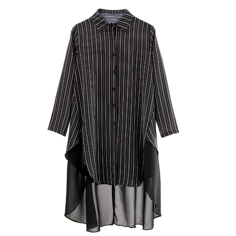 Модные шифоновые полосатые платья XITAO с имитацией двух рядов женское платье