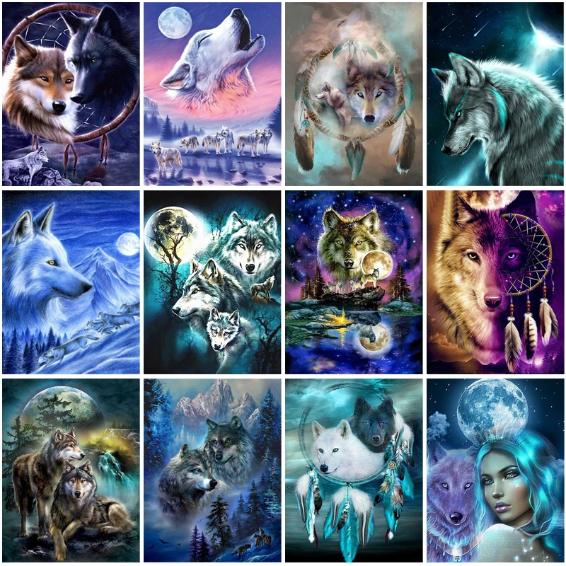 Алмазная 5D картина сделай сам с изображением животных волков алмазная вышивка