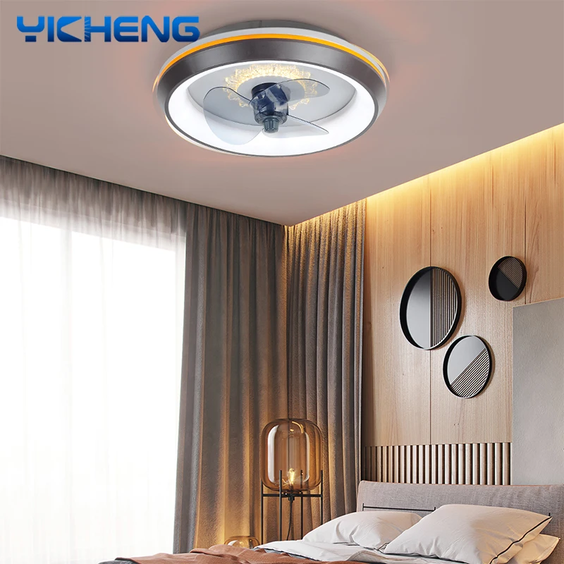 

Smart LED Ceiling Fan Lamp 50cm 80W Stepless Dimming With Remote Control Modern Bedroom Ceiling Light Fan Mute Invisible Blade