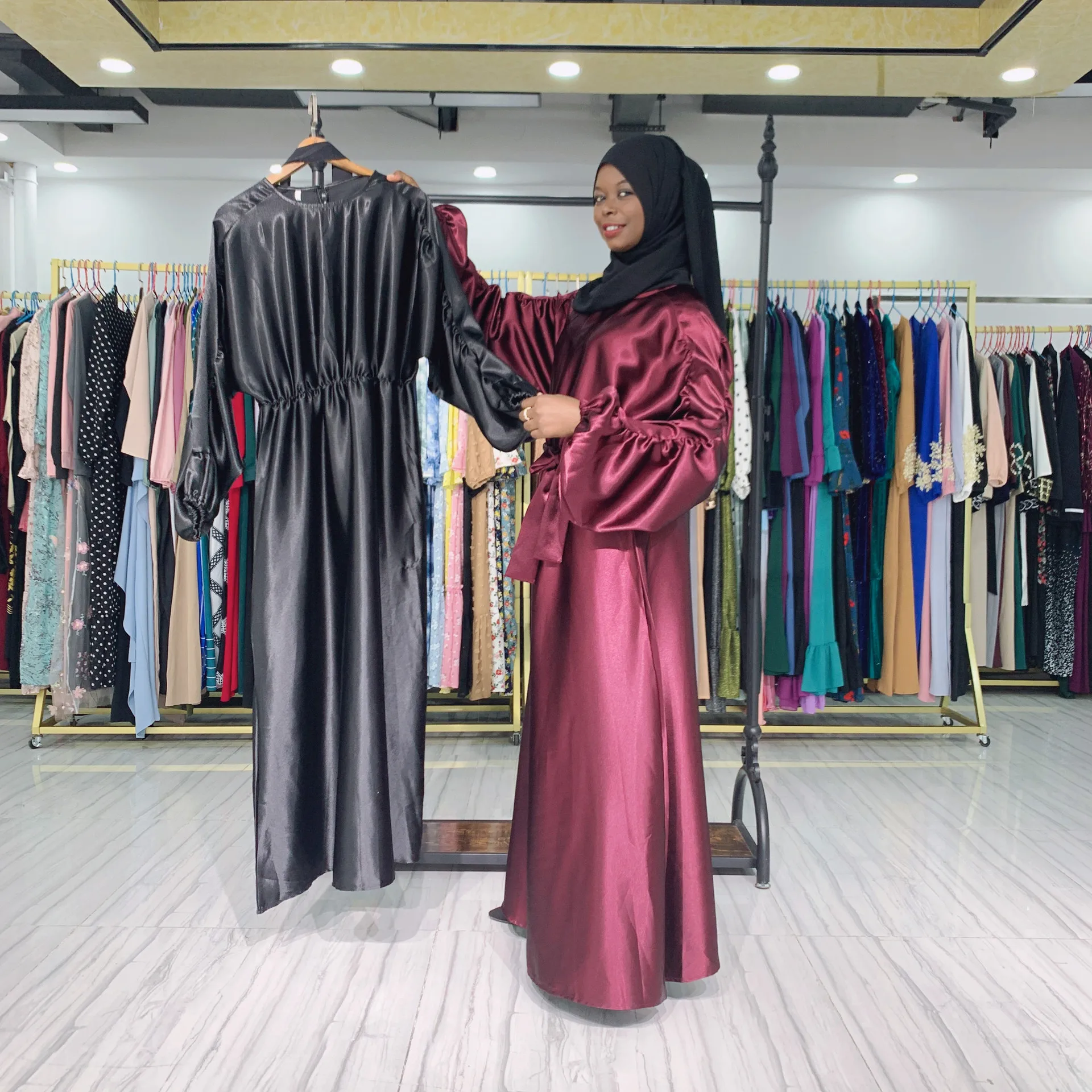 

Kaftan Dubai Abaya Turkey Robe Satin Femme Muslim Hijab Dress Maxi African Dresses Abayas for Women Islam Clothing Vestido Mujer