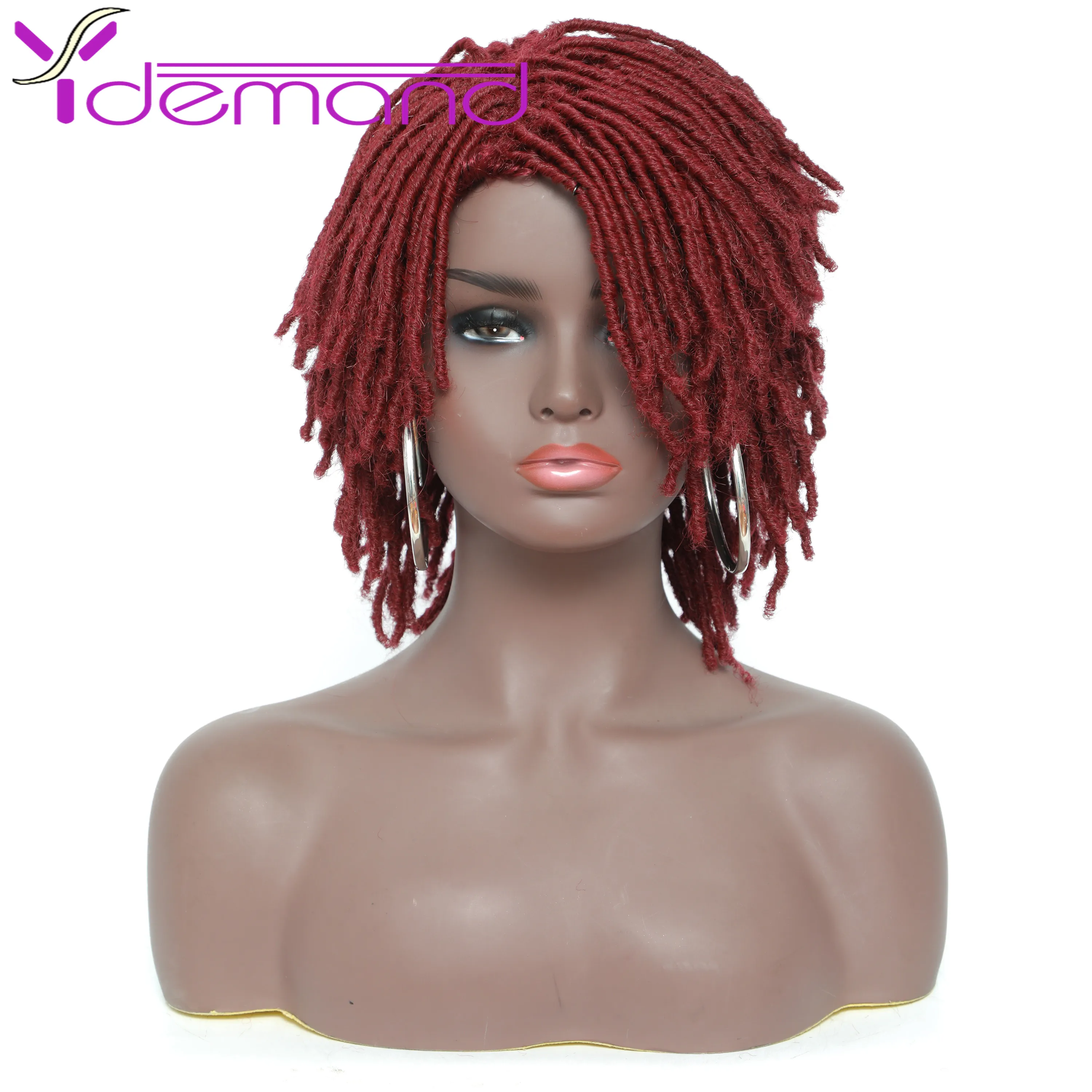 

Y Demand Blonde Dreadlock Wig Braided Twist Short Curly stant Fiber Synthetic Party Faux Locs Goddess Wig 6inch For Women