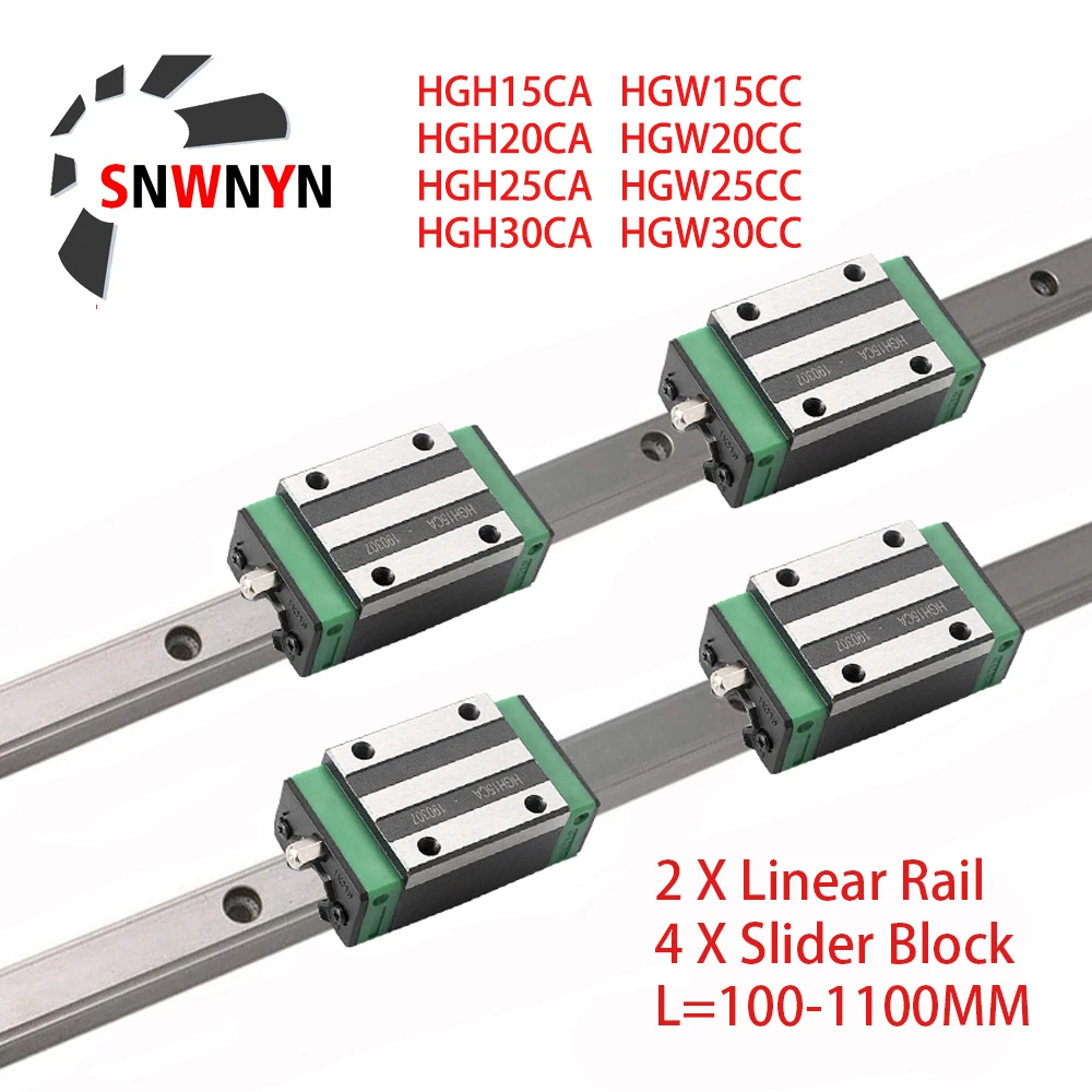 2 шт. HGR15 HGR20 HGR25 HGR30 квадратный направляющий рельс + 4 HGH15CA HGH20CA HGH25CA /Flang HGW15CC HGW20CC HGW25CC