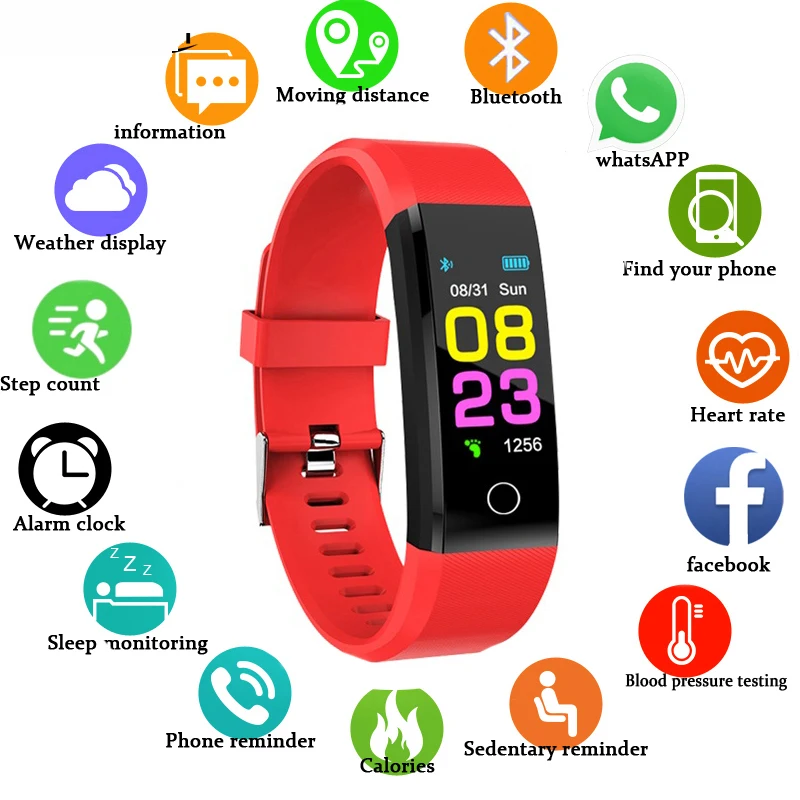 ID115 плюс Ecran Couleur Moniteur De Fréquence Cardiaque Dispositif Портативный Montre Sport интеллигентая (ый) для