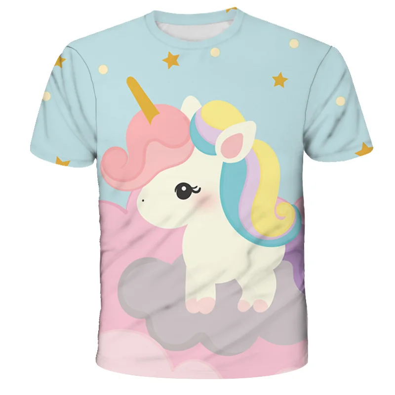 

Cartoon Anime 2021 Summer Children's Clothing Boys Unicorn Short Sleeve T-shirt Kids Sweatshirt Child's Clothes Boys T-shirts