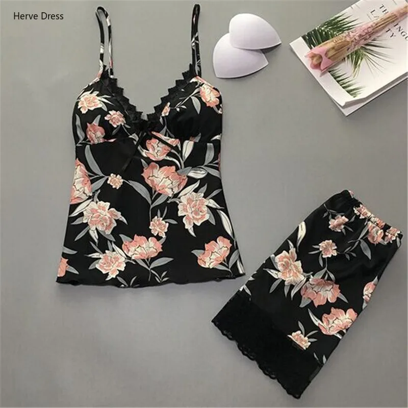 Сексуальное женское белье атласные шелковые пижамы для женщин летние Pyjama Femme