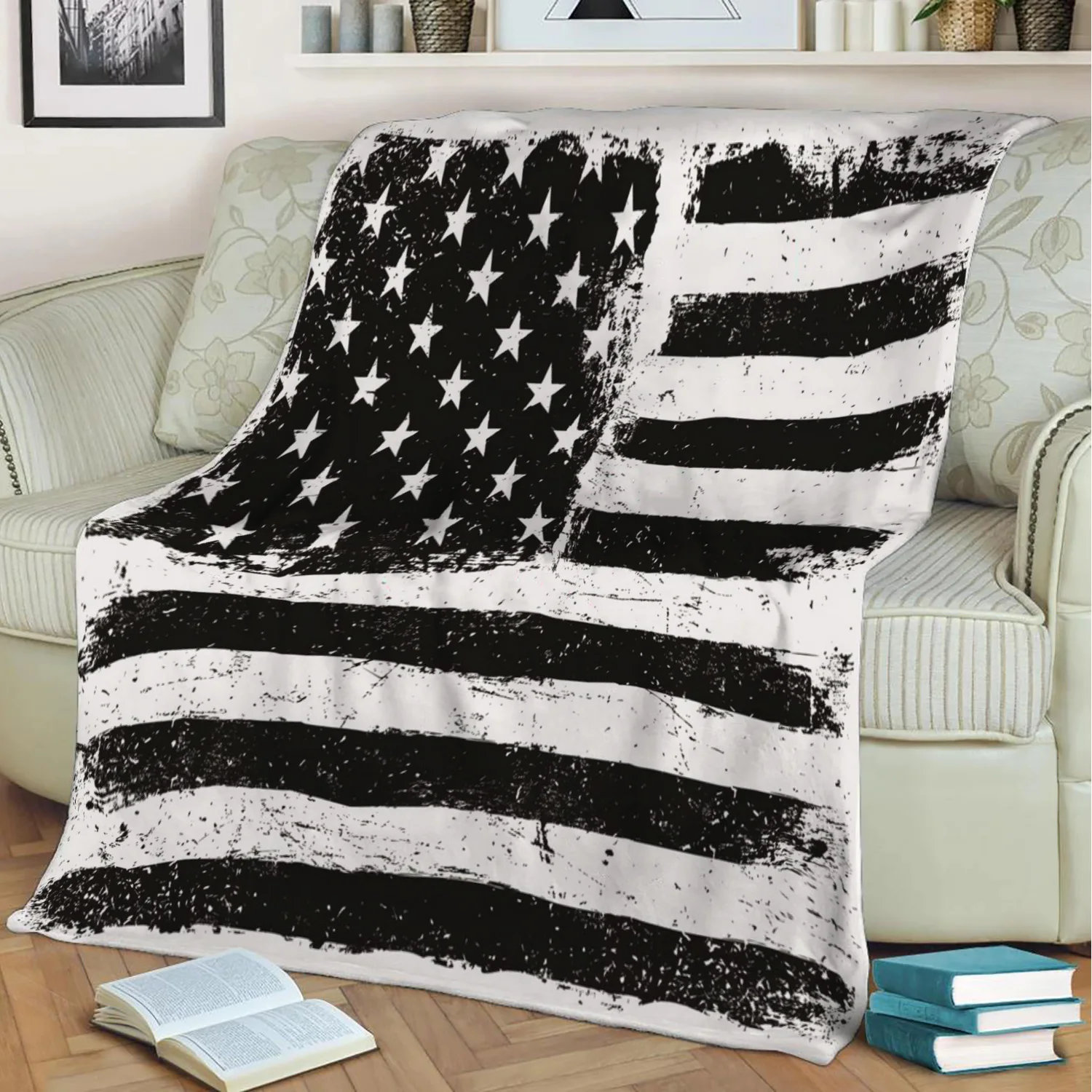 Белые одеяла с американским флагом и 3D принтом мягкие теплые моющиеся бросьте на
