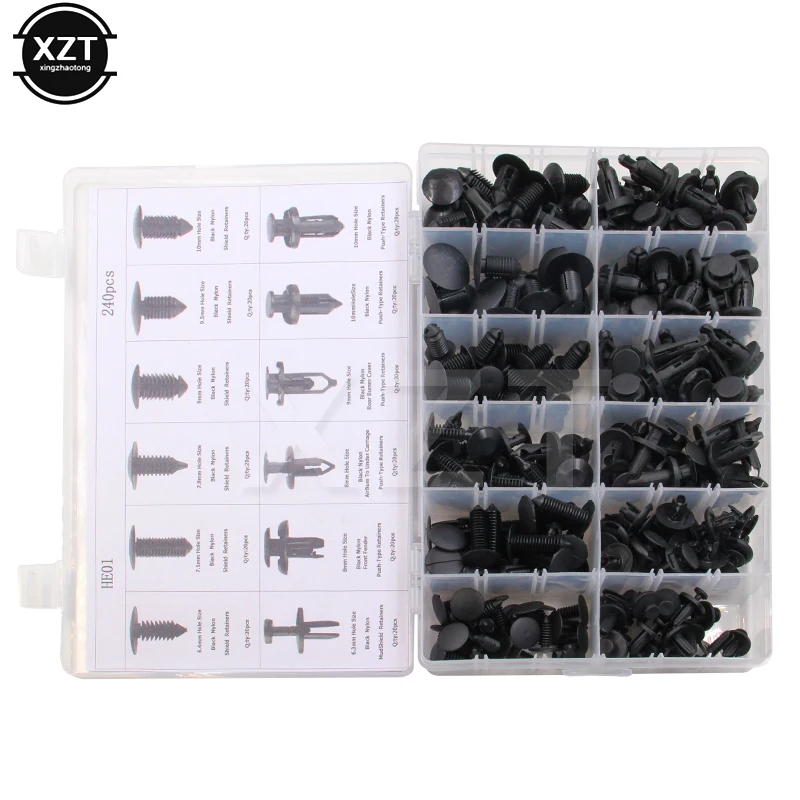 240 шт. Пластик заклепки застежка молния для Fender Бампер нажмите винт булавки