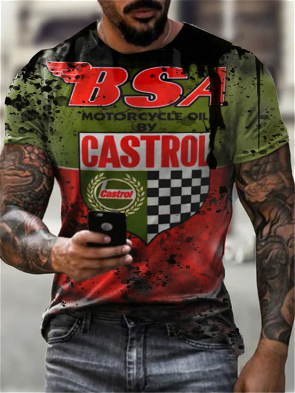

European and American Streetwear Round Neck Large Size Short Sleeve Fashion Personality 3D Printed Shirt Casual Top T-shirt