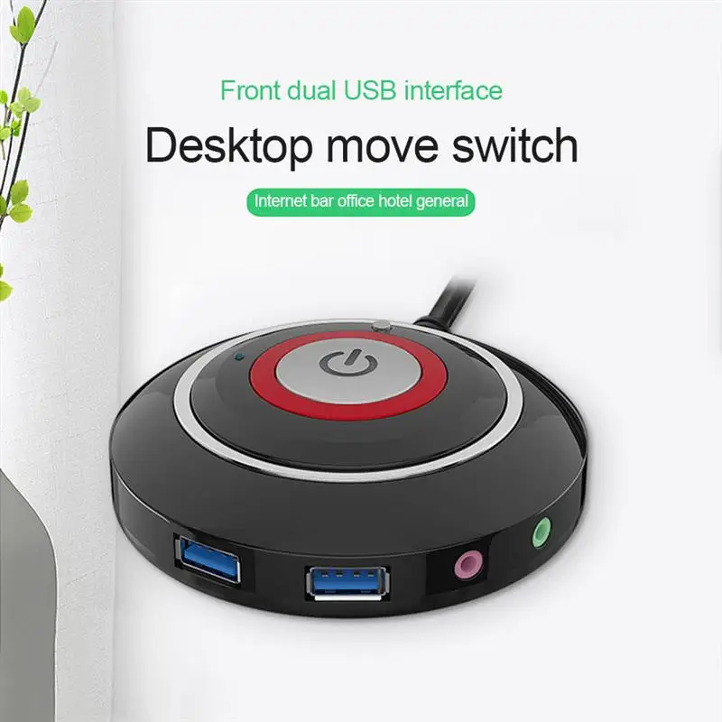 

Desktop PC Computer Case Power Switch with Extension Cord ON/OFF Dual USB Ports Power Reset Button for Internet Bar