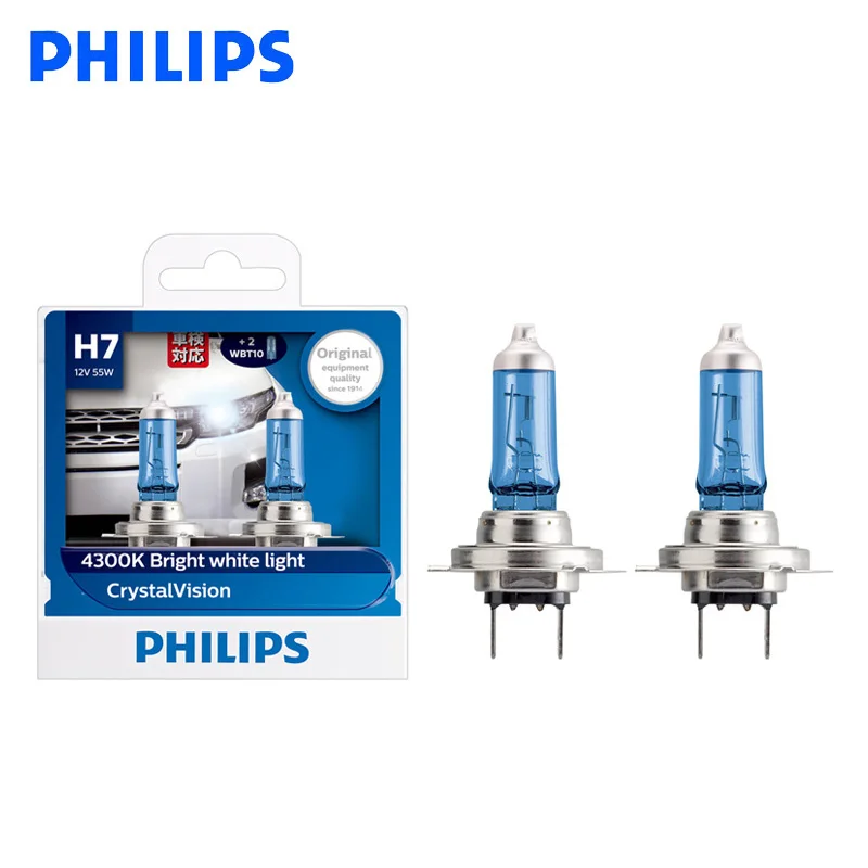 Philips H7 12 В 55 Вт Кристальное видение 4300K яркий белый светильник галогенные лампы