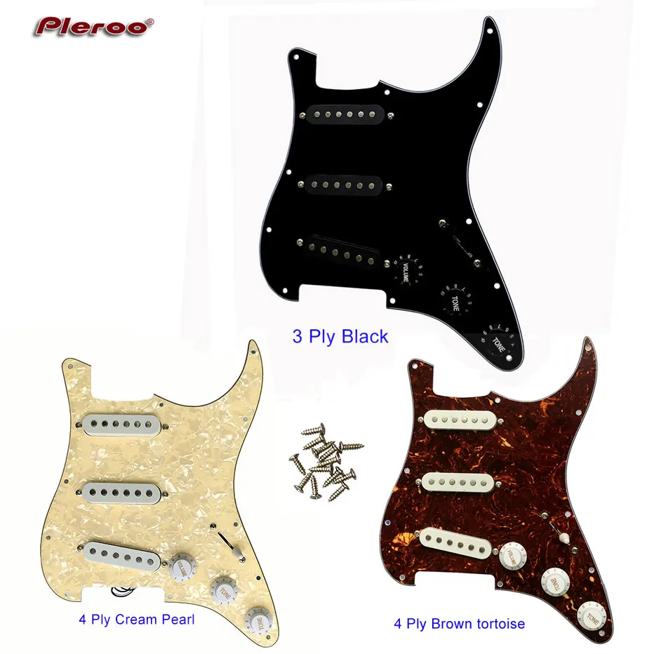 Pleroo Custom Quality Black DIY assembled ST guitar fork pre-wired with 60's vintage Alnico 5 pickup Parts 11 screws | Спорт и