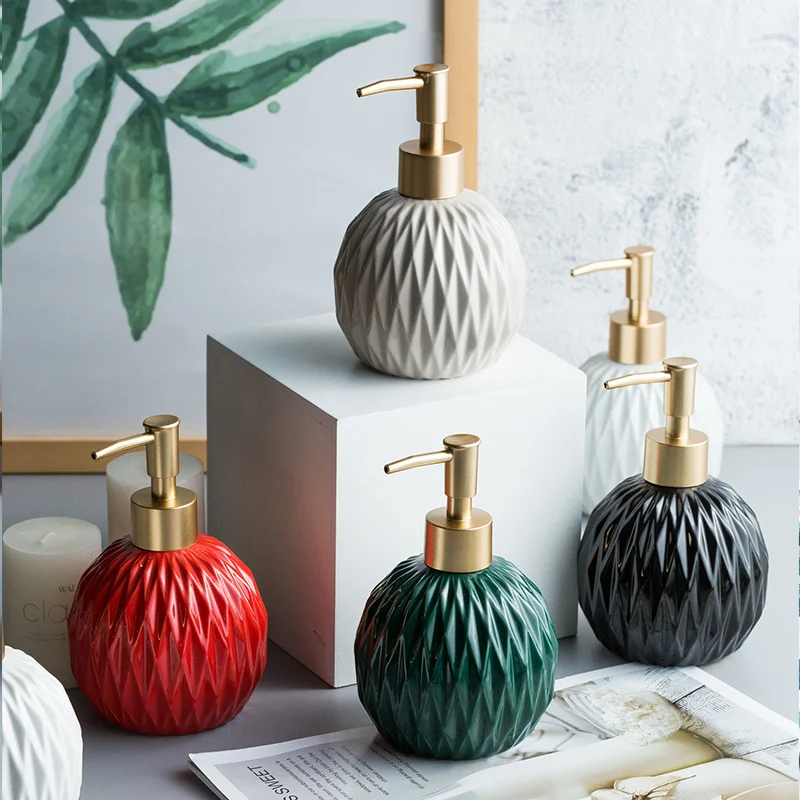 Круглый керамический диспенсер для жидкого мыла 400 мл шампуня бутылка