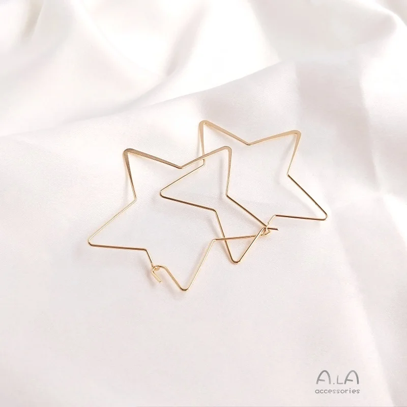 1 пара серег 14K сумка Золотые Большие персиковые сердца любовь в форме пять острых