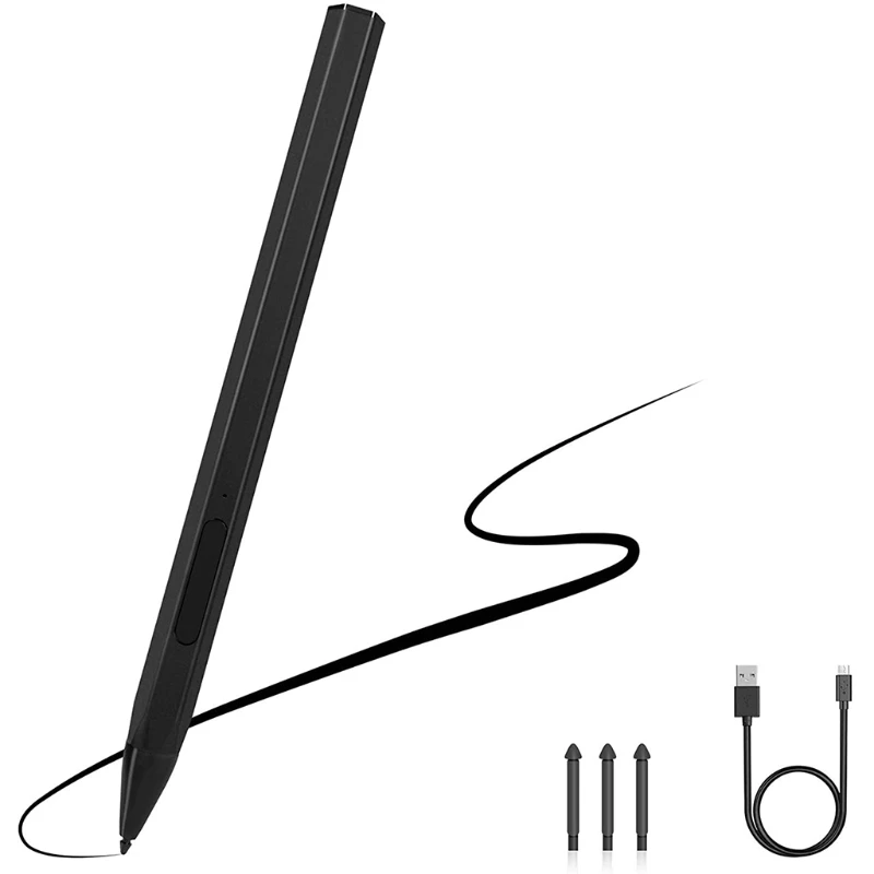 

Magnetic Stylus for Surface Pro5 6 7 X Book Go Rechargeable 4096 Pressure Sensitivity Tilt & Palm Rejection Flex & Soft