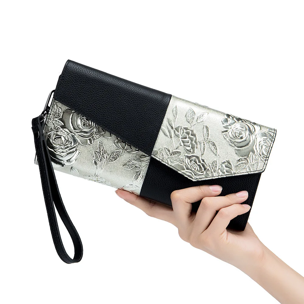 

Brand Genuine Leather Women Purses and Wallets Female Clutches Bag Wallet for Cell Phone Card Holder Ladies Long Fashion Wallets