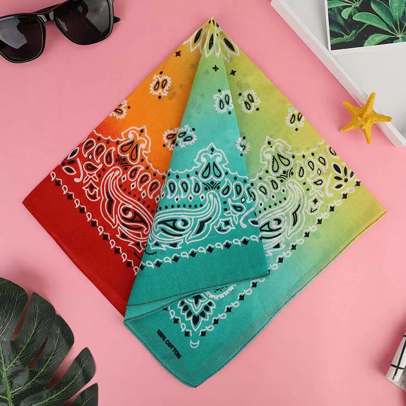 Outdoor Cool Activities Riding Collar Cute Women Print Bandana Scarf Square Head Scarf Female Motorcycle Headwear