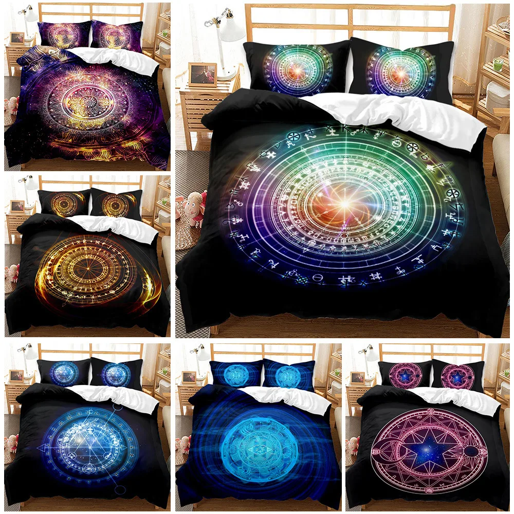 

Magic Circle Duvet Cover Set Astrology Divination Fantasy Mystic Backdrop Decorative 2/3 Piece Bedding Set With Pillowcases