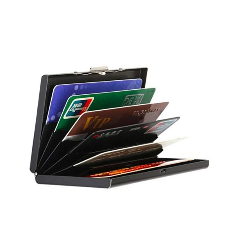 

Metal Credit Card Wallet Holder RFID Protection Card Holder Box RFID Technology Stainless Steel Scratch-proof Office Storage