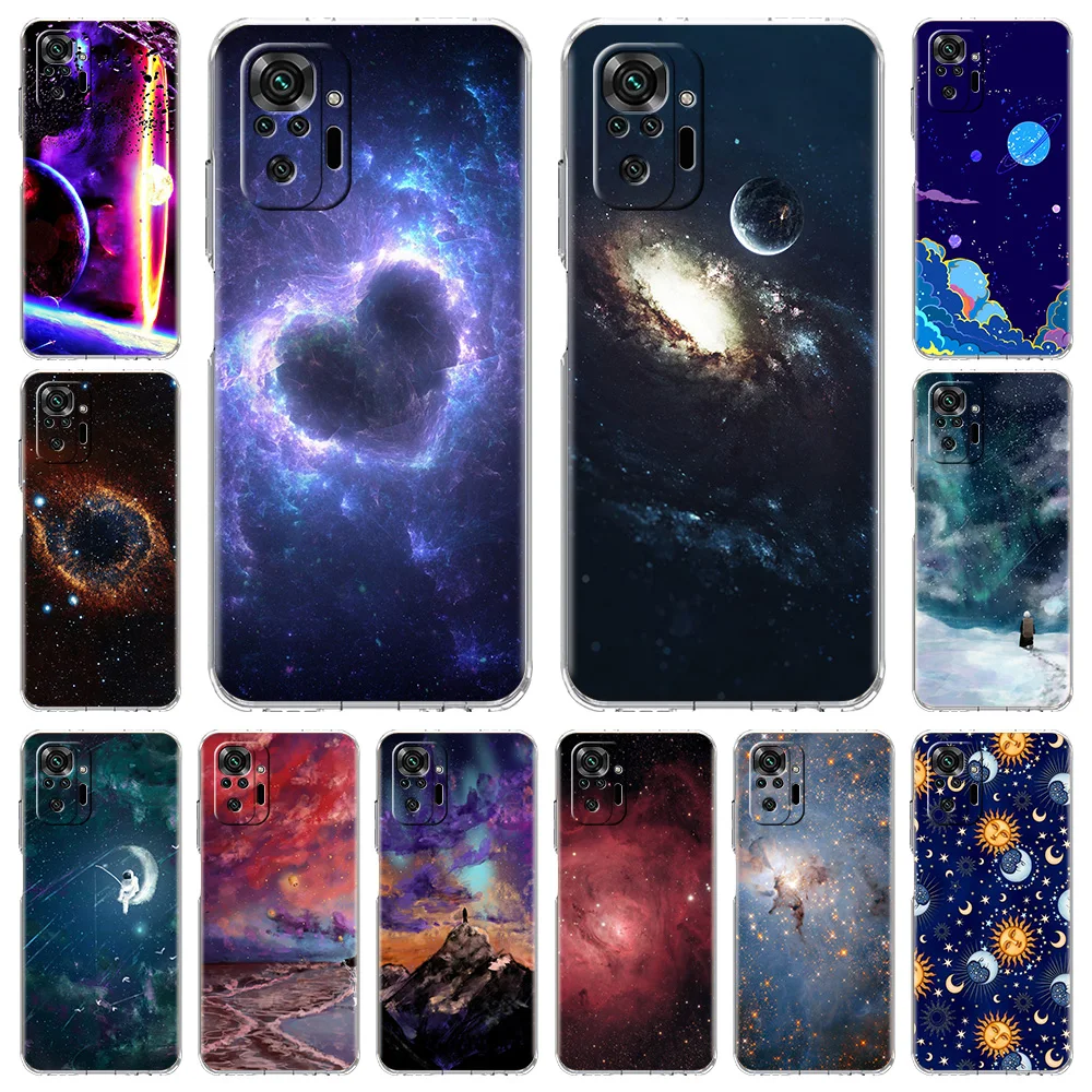

Phone Case For Xiaomi Poco X3 NFC M3 F3 Redmi Note 9S 9 8 10 Pro 7 8T 9C 9A 8A K40 Clear Cover Colorful Space Galaxy Universe