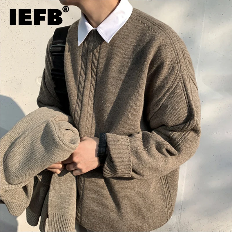 

IEFB Korean Kintted Sweater Men's Loose Fashion Pullover Loose Vintage Autumn Winter Thickened Kintwear Tops Male 9Y4754