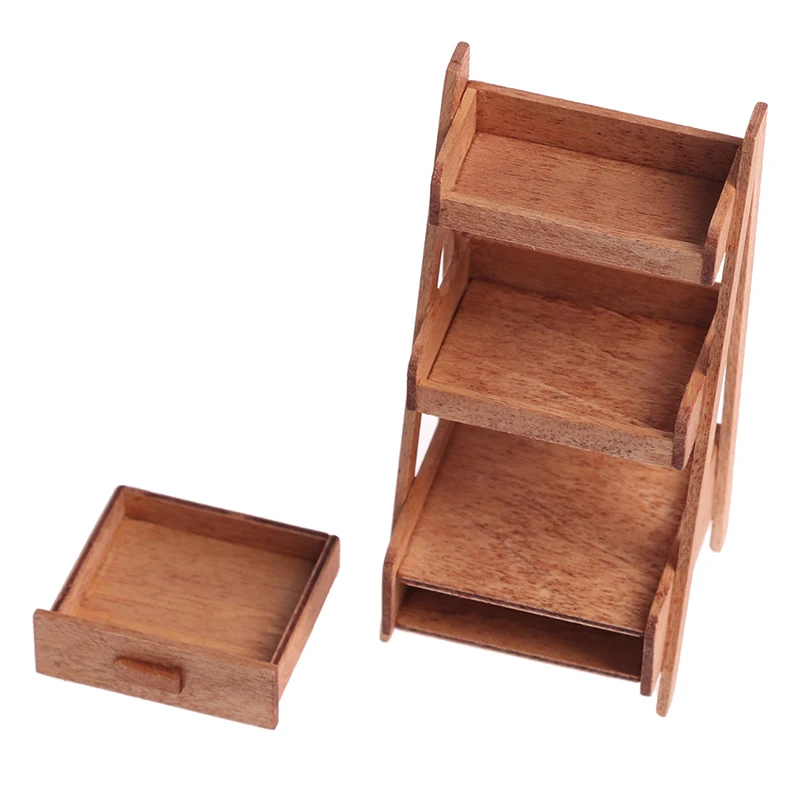 

1Pc 1:12 Dollhouse Wood Shelf Flower Stand Mini Doll House Furniture Model Simulation Furniture Accessories