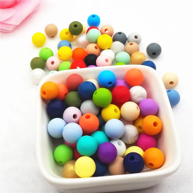 

Chenkai 100pcs 12mm Silicone Teether Beads DIY Baby Pacifier Dummy Teething Nursing Jewelry Making Sensory Toy Beads BPA Free