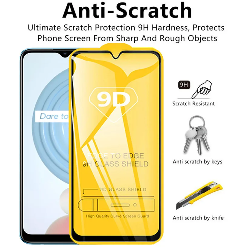 Protector de pantalla para Realme C 21 21C vidrio protector pantalla realme-c21 Oppo pel&iacute;cula de c&aacute;mara cristal templado realmi c21 cristal templado para Realme c21-5