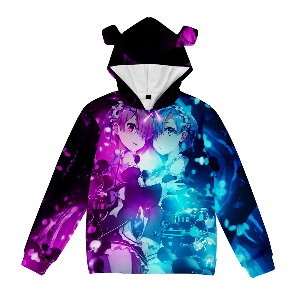 

New Re:Life in a different world from zero Pig Ear Hooded Sweatshirt Women/Men Clothes Casual Hoodie Sweatshirt FY01767X12